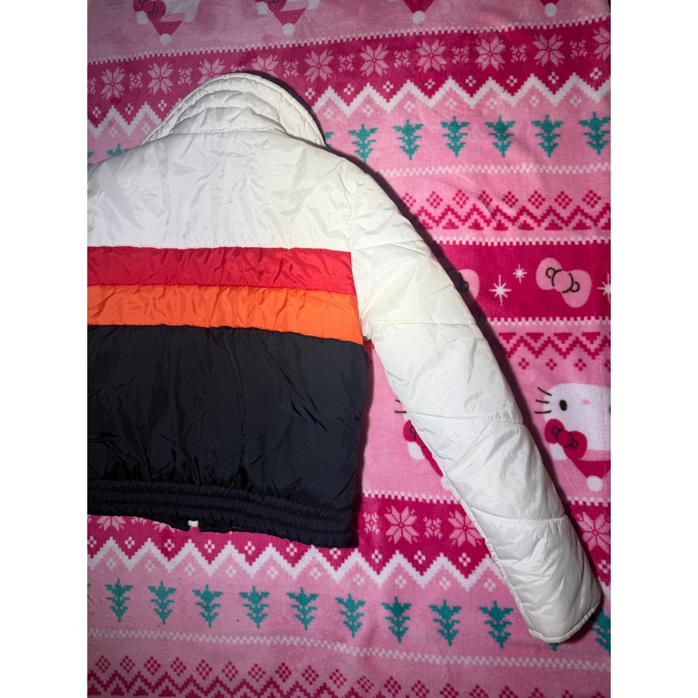 Vintage Snuggler Kids Puffer Ski Jacket Colorblock White Red Orange Black Large - Picture 9 of 9